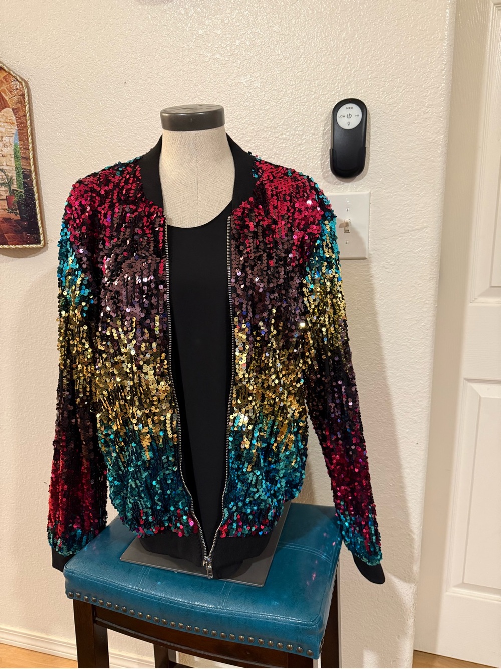 anna-kaci | Sequin Ombre Bomber Jacket - Multicolor